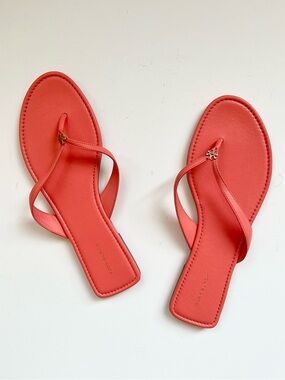 NEW Tory Burch Coral Leather Logo Sandals – Size 11